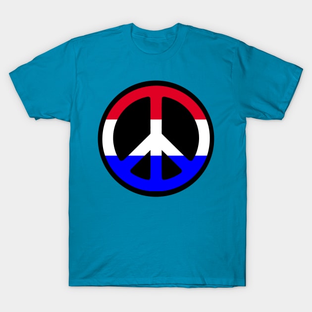 Peace Sign  - RED WHITE & BLUE T-Shirt by BobbyG